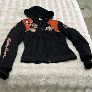 Harley-Davidson Women's Black and Orange Bomber Jacket